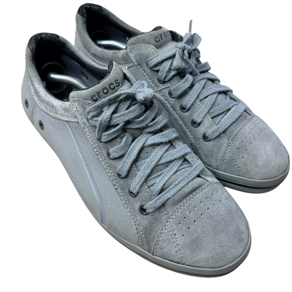 Crocs Devario Lace Up Sneakers Men's Size 12 Brown Suede Rubber Quick Dry Shoes - Picture 3 of 9